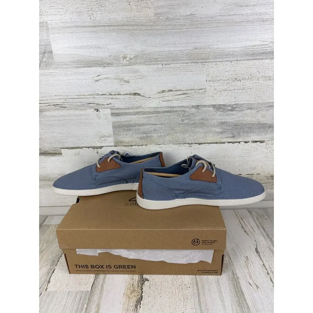 Clarks Men’s 10 Light Blue Gerald Tie Casual Lace Up Boat Shoes Loafers NEW